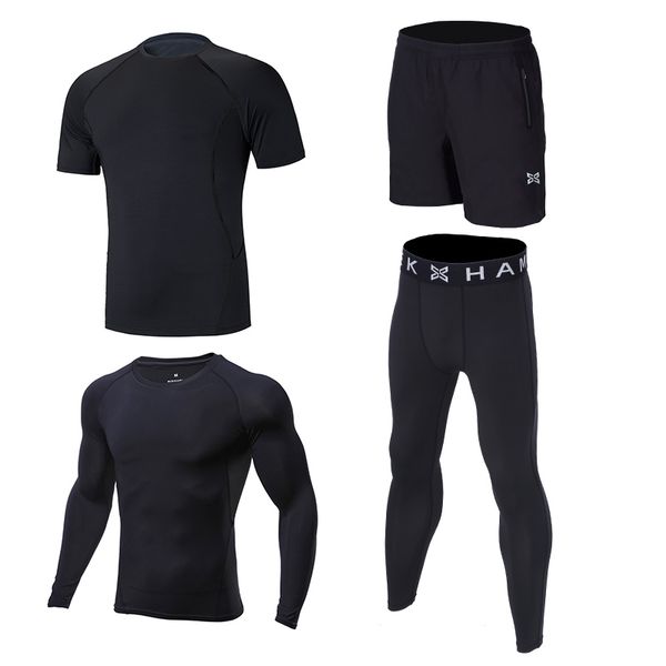 

2019 men compression gym fitness running set sport clothing suit shirt pants shorts leggings t-shirt tracksuit tights sportswear, Black;blue