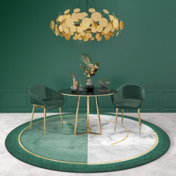 

modern geometric round carpet marble style bedroom living room chair non-slip mat