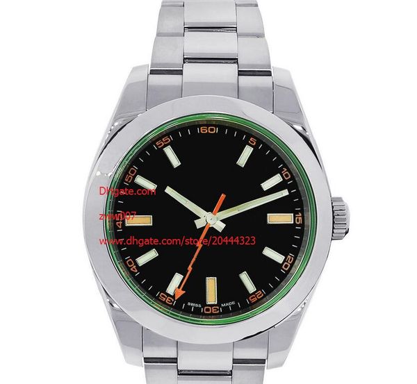 

watch 40mm green sapphire glass 116400 166400gv asia 2813 movement automatic mens men's watches, Slivery;brown