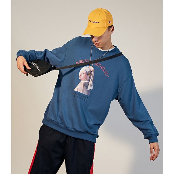 

men designer loose hoodies 2019 brand pearl girl fashion sweater tide hip hop styel mens letter printing hoodies sale, Black