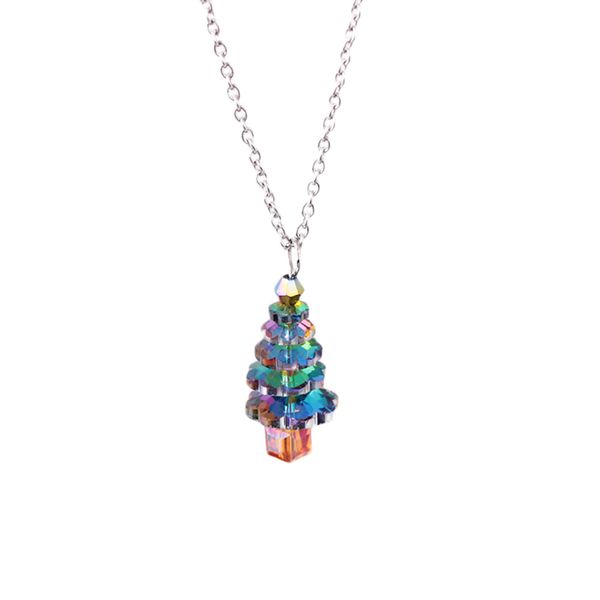 

pixnor christmas tree pendant long chain sweater crystal necklace for party engagement anniversary wedding valentines day, Silver