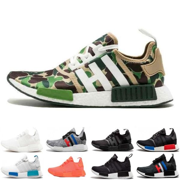 

NMD R1 Primeknit Япония Triple Black белый красный OG розовый мужчины женщины кроссовки бегун д