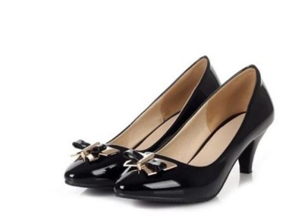 

2019 women's shoes in spring and autumn with new style high heel coarse heel pointed end bowknot@5006, Black