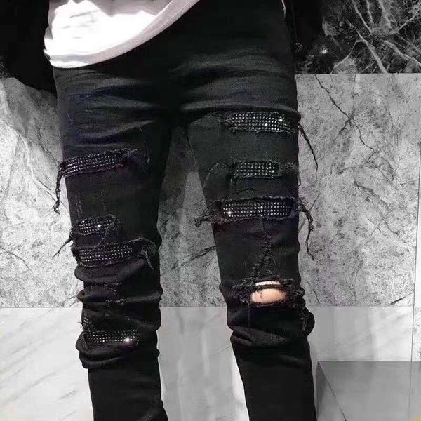 

a600225 fashion men's jeans 2020 runway european design party style men's clothing, Blue
