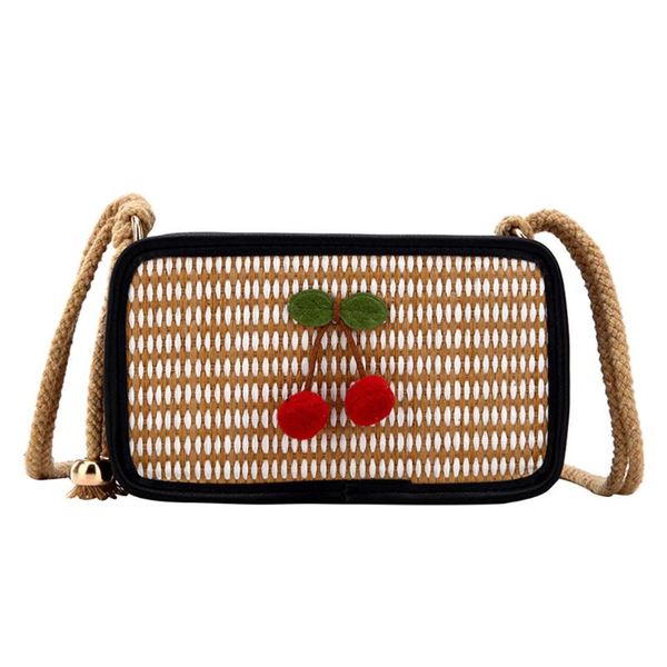 

2020 women beach straw bag ladies handmade woven rattan messenger handbag leather summer bali bohemian crossbody shoulder bag