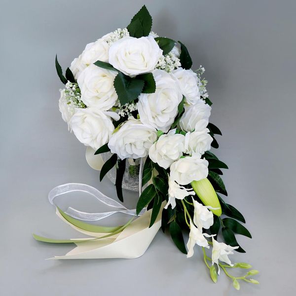 

realistic wedding bride bouquet hand tied flower decoration holiday party supplies