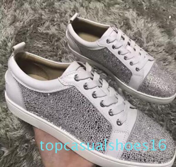 

men's sneaker shoes party dress wedding low junior spikes red leather shoes,luxury red sole leisure outdoor flats eu35-46 t01, Black
