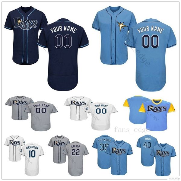 

Custom Tampa Bay #54 Guillermo Heredia 44 Hunter Wood 18 Joey Wendle 39 Kevin Kiermaier Rays Man Woman Kids Youth Baseball Jerseys