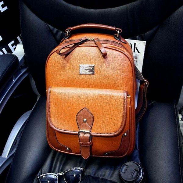 

vintage women bag pu leather backpack rucksack shoulder bag travel student school bag lager