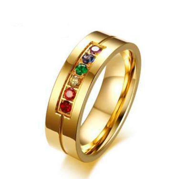 

rainbow gay ring masculine hip hop round ring cz stone designer jewelry micro pave design couple rings for male fashion, Silver