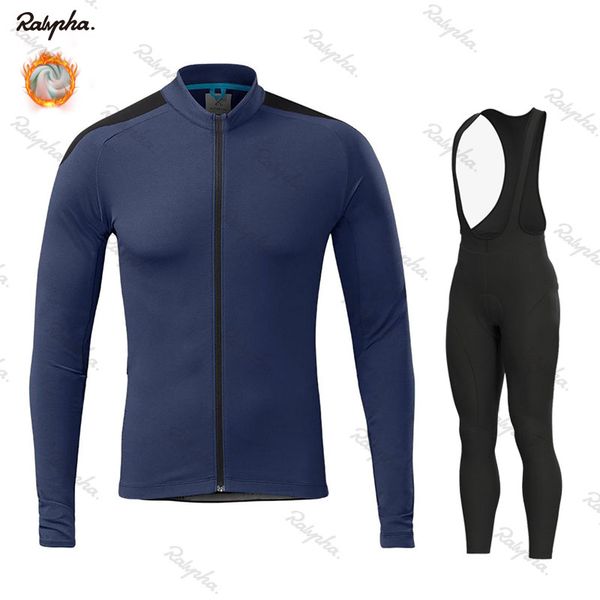 

ralvpha 2020 winter thermal fleece warm cycling jersey set thermal cycling clothing riding apparel bike uniform ropa ciclismo, Black;blue