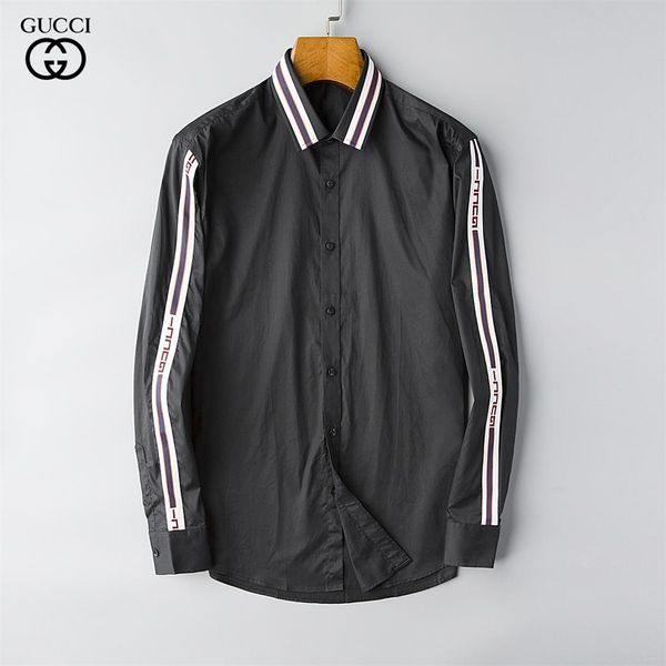 

men's business casual shirt men's long sleeve stripe slim fit healthy social men's new fashion plaid shirt -3xl #013, White;black