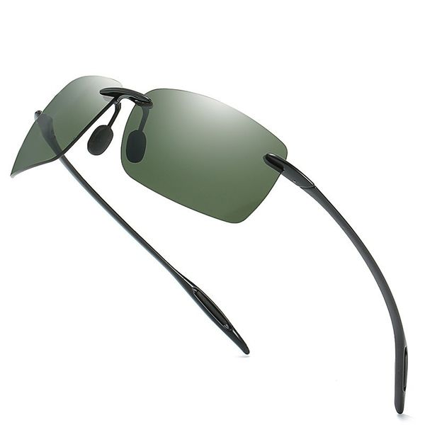 

square polarized sunglasses men and women all round frameless comfortable driver driving riding glasses ing, White;black
