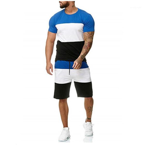 

men fitness sets suit men outdoor casual colorblock summer sets training two piece set male short sleeved outdoor sports short set for, Gray