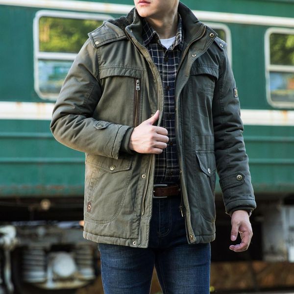

cotton-padded clothes male winter increase down thickening long man hat cotton-padded jacket, Black