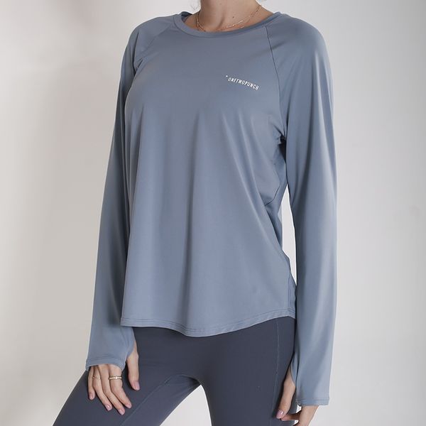 

йога рубашка сыпучей soft stretch comfy gym tops женщины с длинным рукавом с большим пальцем отверстия тренировки бегом trainning спортивную