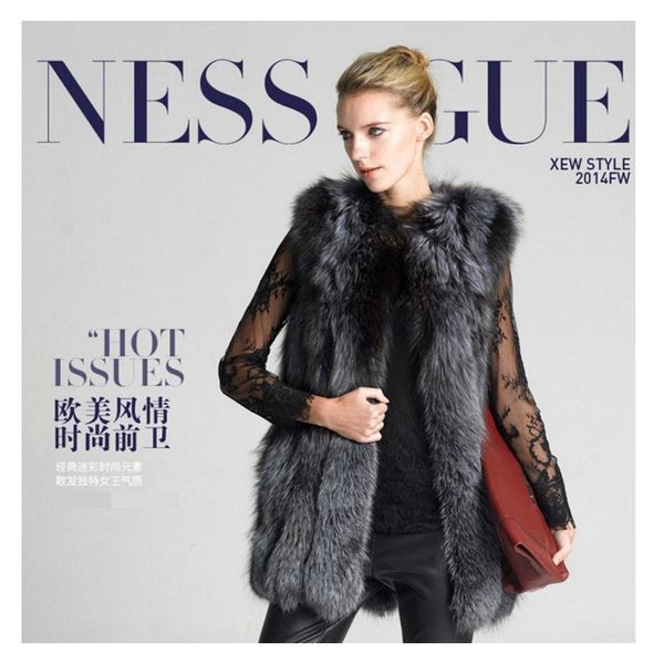 

selling lady faux fur winter vest quality soft fur waist coat, Black;white