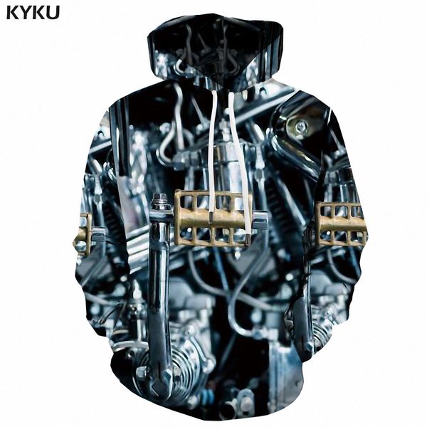 

kyku 3d hoodies mechanical sweatshirts men metal hooded casual hoodie print motion 3d printed leisure hoody anime, Black