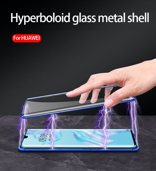 

for huawei p30 pro phone case magnetic metal frame mobile phone case curved tempered glass all-inclusive anti-fall protective cover