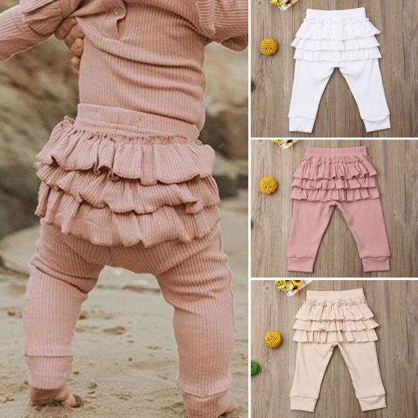 

autumn infant baby cotton leggings kids baby girl leggings ruffle trousers toddler casual long pants clothes, Blue