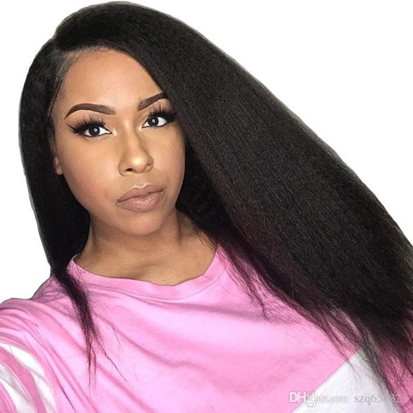 

kinky straight lace front human hair wigs for women black 13x4 part pre plucked 250 density brazilian lace hair wig prosa remy