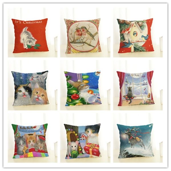 

merry christmas printed throw pillow cat pattern decorative pillows for sofa seat cushion 45x45cm home decor