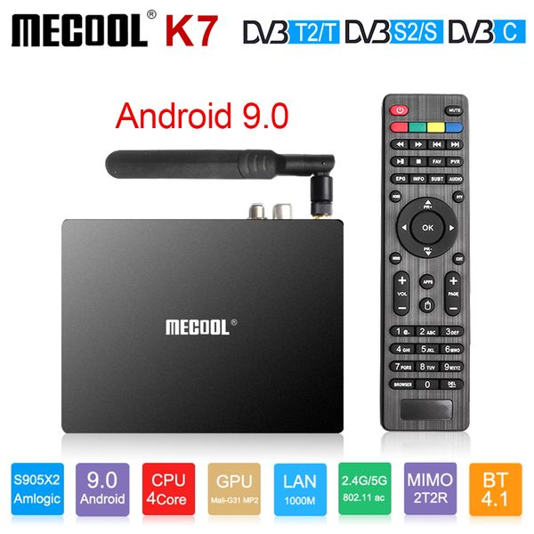 

mecool k7 android 9.0 smart tv box dvb-t2/s2/c amlogic s905x2 4gb64gb ddr4 2.4g/5g wifi k7 smart tv box