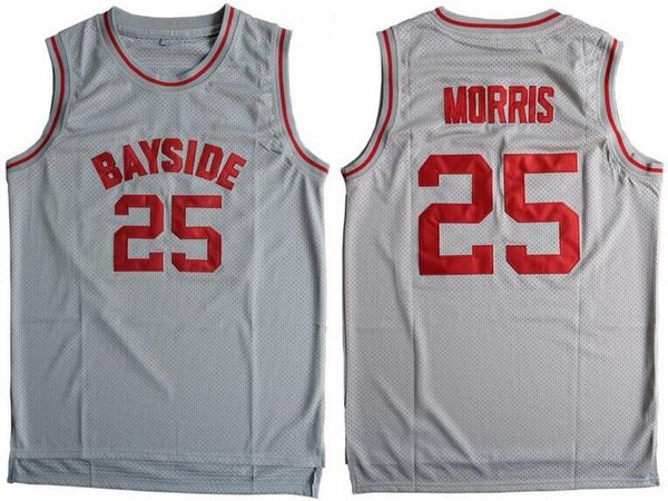 

Mens 25 Zack Morris Bayside Basketball Jerseys Grey Color Saved by the Bell 90S Hip Hop Stitched Basketball Shirts Cheap