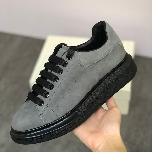 

2020 new suede designer platform sneaker men women platform trainers 100% leather suede grey green black fashion lace-up shoes big size