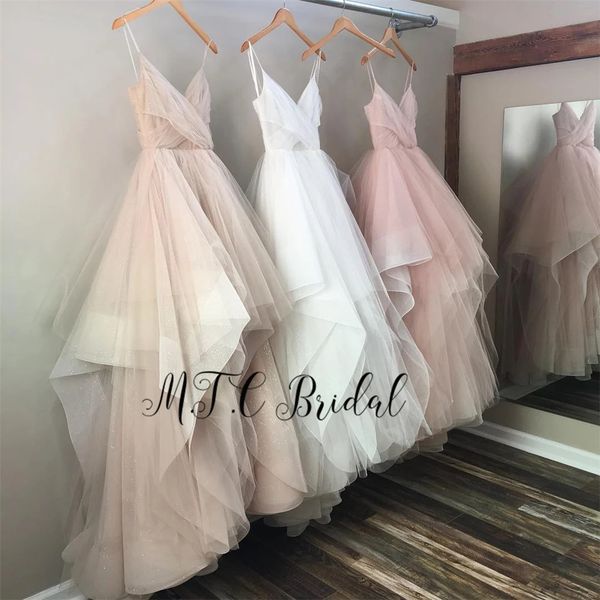 

graceful tiered tulle evening dress v neck spaghetti strap puffy formal occasion dresses 2019 custom made prom gowns cheap, White;black