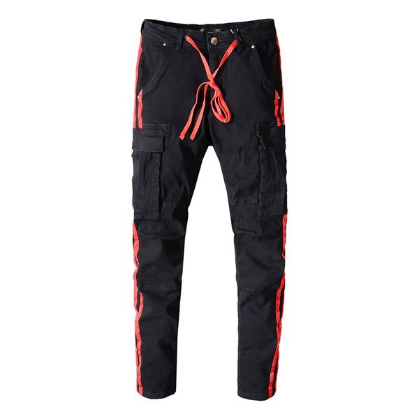 

бренд ami мужские дизайнерские джинсовые брюки для брюк road panther soldier slim джинсовые прямые байкерские хип-хоп джинсы для мужчин, Blue