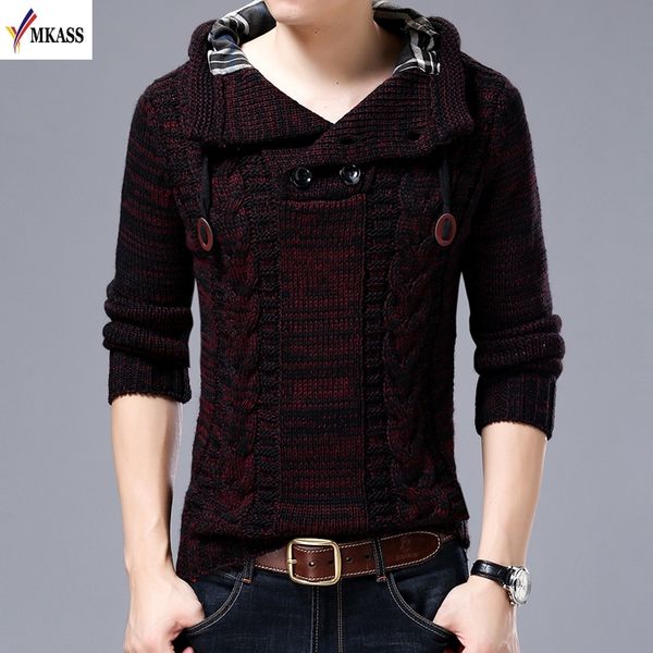

2017 new brand men sweater pullovers male pull casual slim sweaters men thick stand collar pullover hedging men's sweater 4xl, White;black