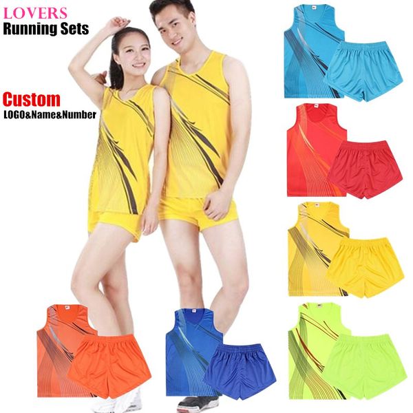 

100set custom logo&name&number,lovers running sets man&women pro dash&marathon long running shorts vests tanks sportwear 4xl, Black;blue