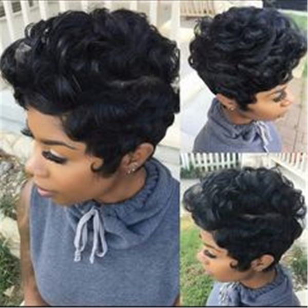 Short Human Hair Pixie Cut Wig Brazilian Remy Hair Curly Hair Wig
