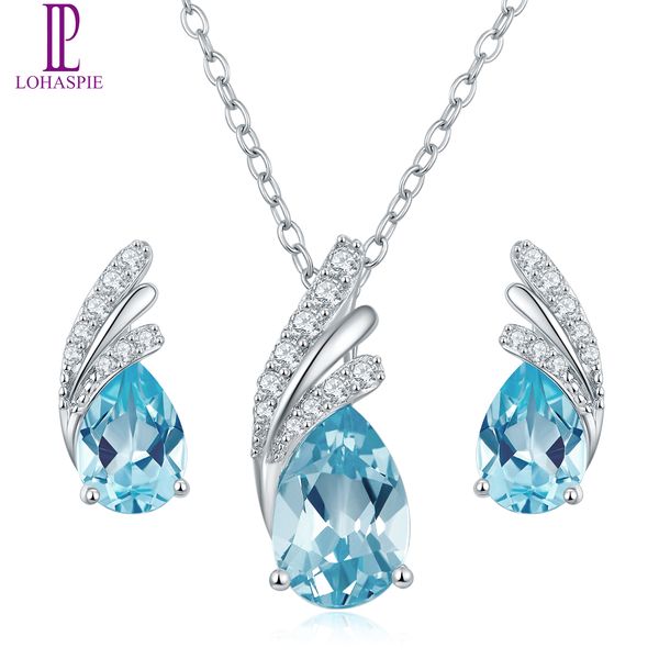 

jewelry sets earrings pendant necklace natural gemstone sky blue z 925 sterling silver wing fine fashion jewelry for women's gift new