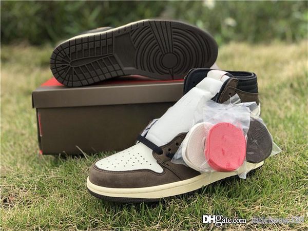 

2019 authentic 1 high travi cott og t p 3m cactu jack dark mocha man woman ba ketball hoe neaker cd4487 100 with box