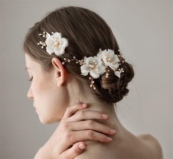 Princess Chffion Flower Hair Clips Sticks Jewelry Wedding Bridal