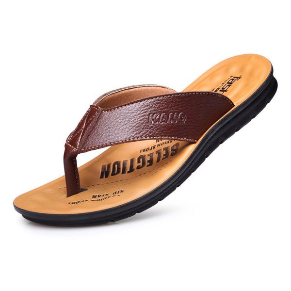 

2019 sandals for men sandals pu leather men summer shoes beach outdoor light men's flip flops comfortable mans footwear, Black