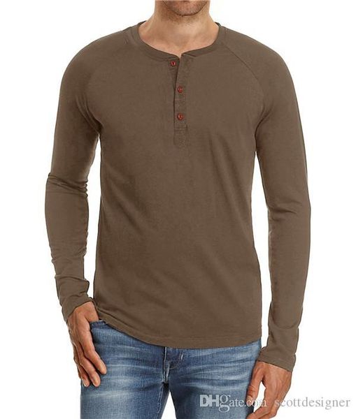 

mens конструктора solid цвет кнопки tshirts crew neck с длинным рукавом fashio homme одежда amercian стиль повседневная одежда, White;black