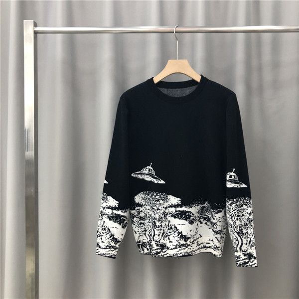 

19aw luxurious brand design valen hoodie long sleeve crewneck sweater sweatshirt fashion spaceship print pullover hoodie outdoor sweatshirt, Gray;blue