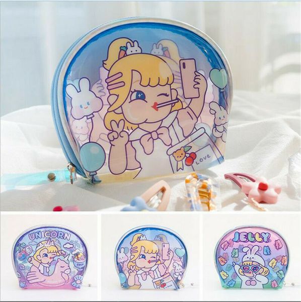 

cute women girls transparent pvc mini bags clear toiletry cosmetic bags makeup shell bag zipper mini cosmetic