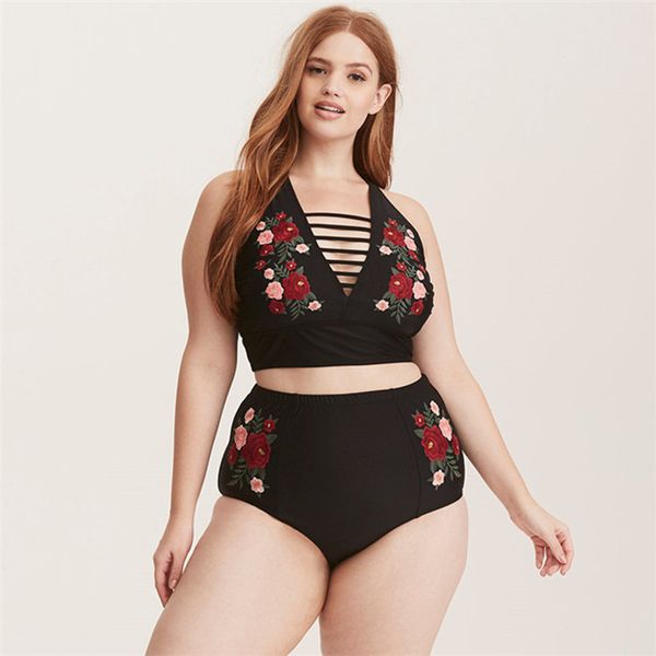 

XXXXXL Women Swimwear Floral Printed Designer Sexy Bikinis Lady Beach Tankinis Plus Size Skinny 2PCS Bathing Suit