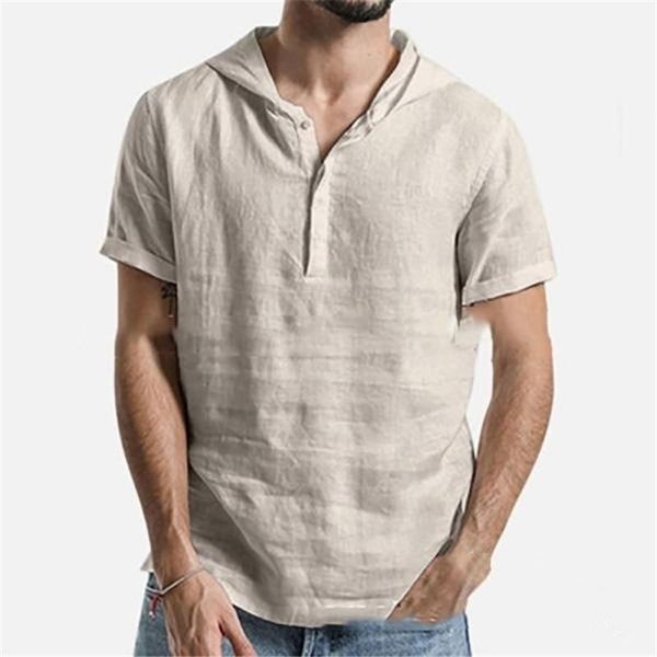 

color short sleeve mens shirts fashion turn down collar with hooded mens casual shirts with button summer clothing pure, White;black