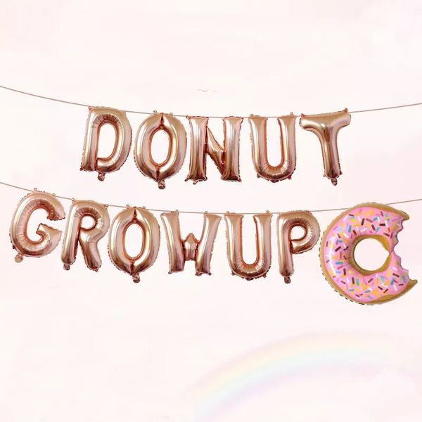 16 Zoll Roségold Donut Grow Up Luftballons Buchstaben Banner Partydekorationen Hochzeit Donut Thema Geburtstag Party Dekoration Kinder