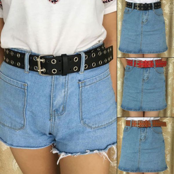 

double orifice belt new women lady vintage metal boho leather square buckle waist belt waistband faux leather wedding decoration