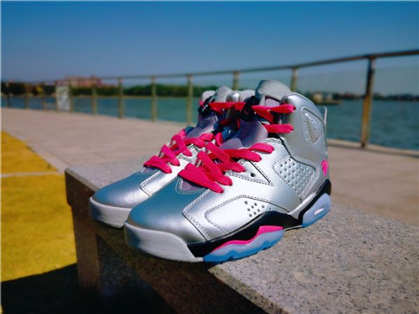 

beautiful 6s j6 women basketball shoes lover's day silver rose red low cut cool good sneakers with box and socks 1