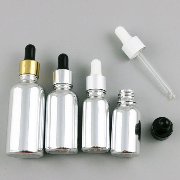 

12 x new design refillable empty silver glass essential oil bottle with aluminium drop 5ml 10ml 20ml 30ml 50ml 100ml