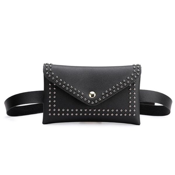 

fashion rivets waist bag pu leather waist bag women hasp rivets fanny pack solid color chest bags pu leather bags #15