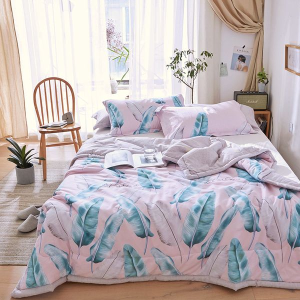 Reactive Printed Pink Comforter Bedding Sets Spring Summer Bed