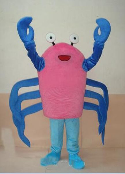 2019 Factory Outlets quente feliz corpo rosa Crab Mascot Costume Adult Birthday Dia das Bruxas do partido dos desenhos Vestuário Trajes frete grátis